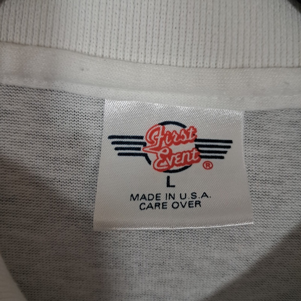 Vintage American Polo Shirt Large Short Sleeve Off White Baseball Single‎ Stitch - Picture 10 of 13